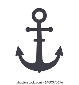 Vector Icon metal sea ​​anchor. Illustration iron sea ​​anchor in flat style