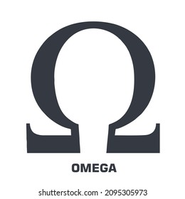 vector icon omega letter sign. Stock illustration omega letter symbol