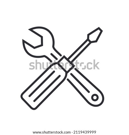 vector icon settings car toolset. Stock illustration crossed tools clipart