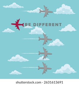 vector illustration about daring to be different from others and going first to see opportunities, suitable for business themes, mindset, innovation and daily life