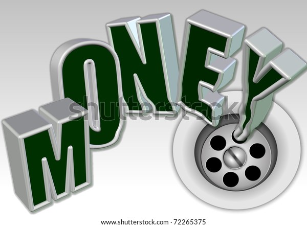 Vector illustration of a business idiom money\
down the drain / Money down the drain\
/