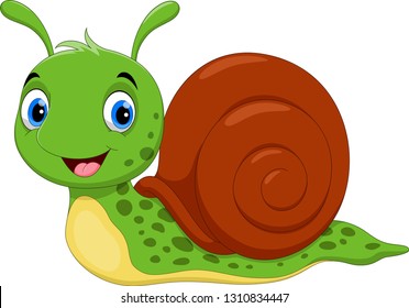 Vector Illustration Of Cute Snail Cartoon