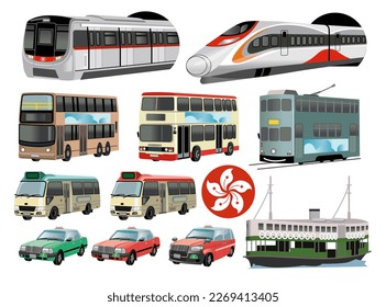 Vector Illustration Hong Kong Public transport