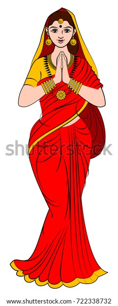 Vector Illustration Indian Elegant Lady Saree Stock Illustration 722338732