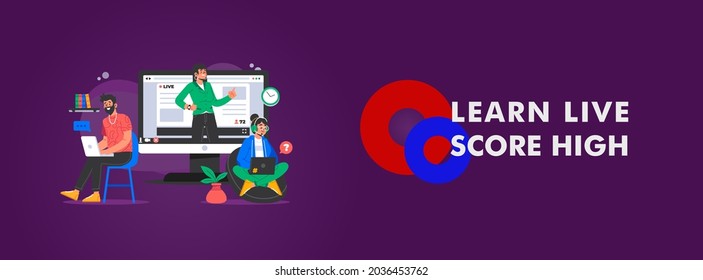Vector illustration of an online learning application banner design, highlighting the features and benefits of digital education.