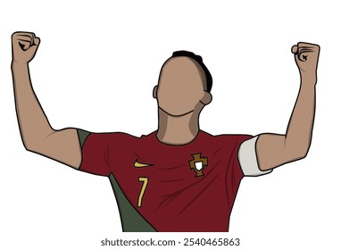 Vector illustration victory celebration : a soccer player rejoices in triumph - Powered by Shutterstock