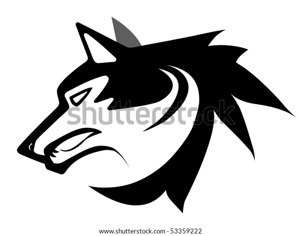 Vector Illustration Wolf Face Black White Stock Illustration 53359222