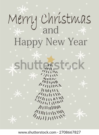 Vector image - Merry Christmas with christmas tree, candles and flake. The painting can be used for interior design, printing on ceramics and fabrics. Can also be used to create.