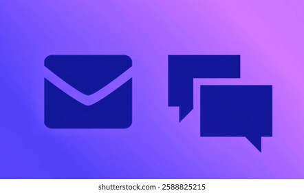 Vector image of smartphone application icon message and chat with purple gradient background