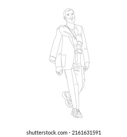 Vector Image Young Man Walking Down Stock Illustration 2161631591 ...