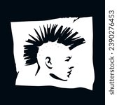 Vector isolated illustration of a punk man with the mohawk on a white background. Perfect use for a T-shirt designs, prints, stickers.