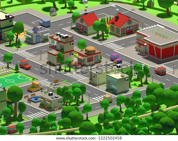 Vector Isometric 3d Low Poly City Stock Illustration 1222502458