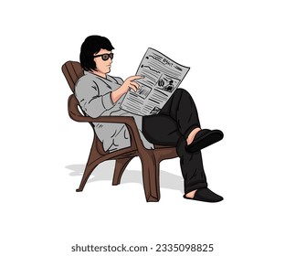 vector of a man reading a newspaper