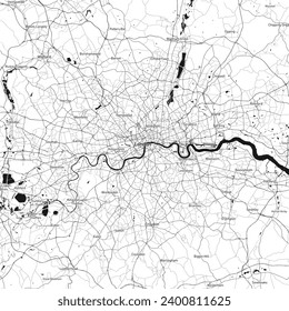 Vector map showcasing London's road network, perfect for urban planning and navigation graphics with detail