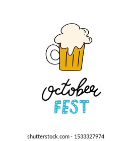 Vector Octoberfest banner and text calligraphy hand lettering and traditional symbols Munich beer festival  Easy to edit  template for your logo design poster banner flyer brochure etc 