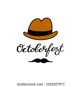 Vector Octoberfest banner and text calligraphy hand lettering and traditional symbols Munich beer festival  Easy to edit  template for your logo design poster banner flyer brochure etc 