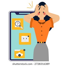vector of an office lady experiencing depression