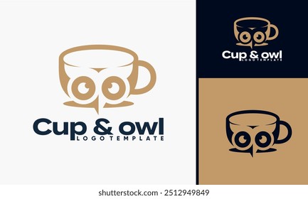 Vector Owl  with Coffee Cup Mug  shape logo design	 - Powered by Shutterstock