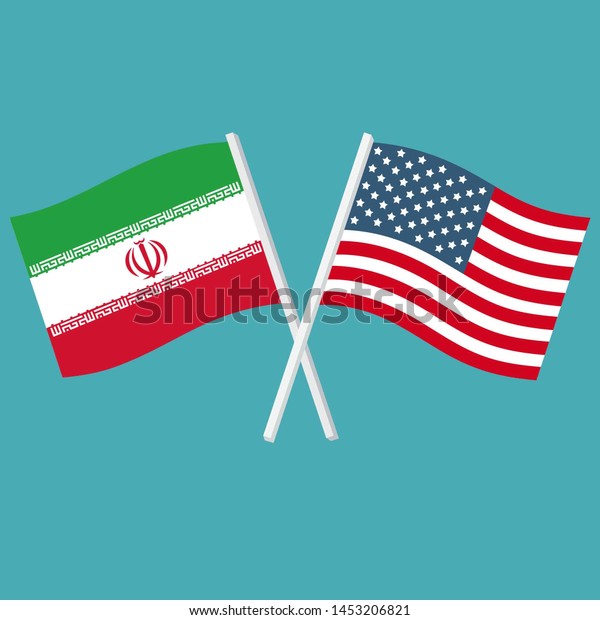 Vector Political Icon Crossed Flags Iran Stock Illustration 1453206821