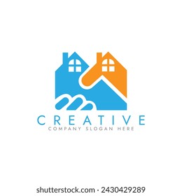 Vector property business logo with handshake vector Simple real estate house logo design template - Powered by Shutterstock