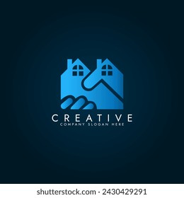 Vector property business logo with handshake vector Simple real estate house logo design template - Powered by Shutterstock