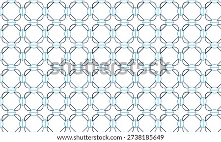 Vector repetition featuring interlocking blue oval shapes pattern on white background keywords:...