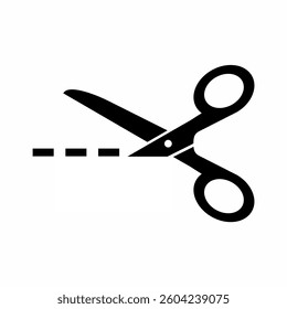 Vector scissors with cut lines. Scissor icon vector isolated on white background.
