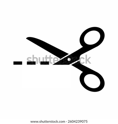Vector scissors with cut lines. Scissor icon vector isolated on white background.