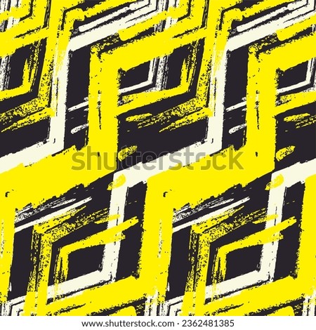 Vector seamless pattern. Abstract background with zigzag brush strokes. Monochrome hand drawn texture.