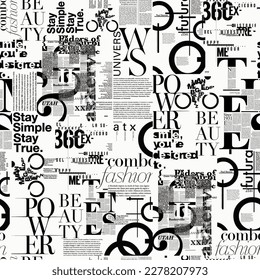 Vector seamless pattern with american newspapers columns. Text on newspaper page is unreadable