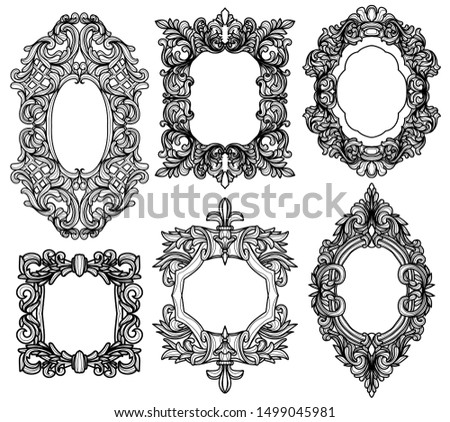 Vector Set of Baroque Frame Silhouettes