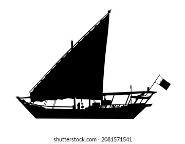 Vector Silhouette Dhow Boat Qatar