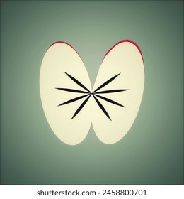 vector of split apples with black seeds