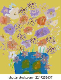 Vector version of Colorful flowers in a vase
