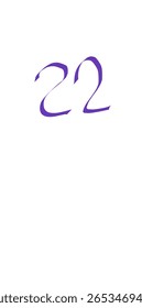 Vector written number twenty two on white background
