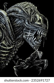 vectorized illustration of xenomorph Alien movie