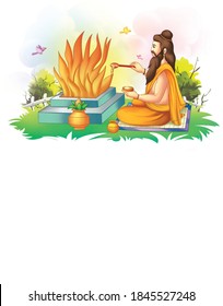 a vedic Function performed by sage cartoon image