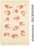 Veertien studies van ogen (1795 - 1819) by Carre, Pierre Thomas Le Clerc and Paul Andre Basset. Vintage art illustration.