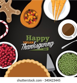 Vegan Thanksgiving Meal Greeting Card Design. Royalty Free Illustration.