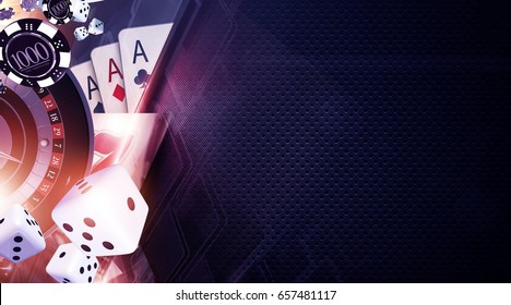 Vegas Games Background. Casino Gambling Banner Backdrop Concept.