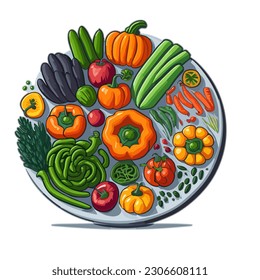 Vegetables arranged in a circle clipart , World Vegetarian Day, World Diabetes Day, World Health Day, World Food Day - Powered by Shutterstock