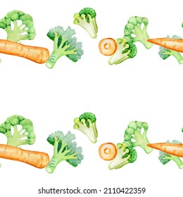 Vegetarian Food Broccoli Carrot Border Watercolor Handicraft Vegetables Square Banner