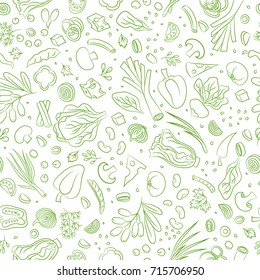 Veggie Seamless Pattern With Vegetables. Food Background
