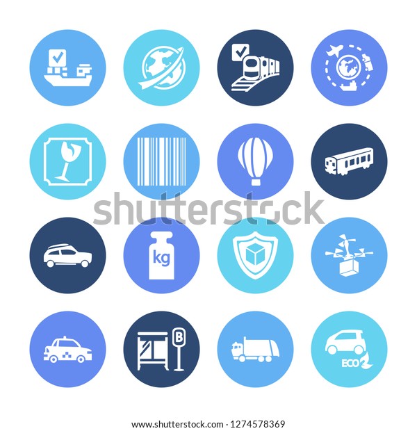 Vehicle icon set and suv with world shipping,\
barcode and weight limit. Breakable related vehicle icon  for web\
UI logo design.
