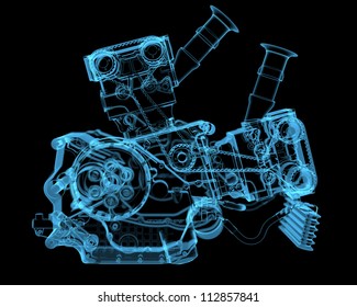 Vehicle Motor (3D Xray Blue Transparent)