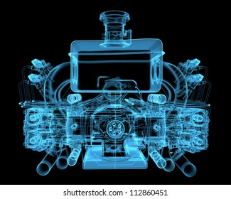 Vehicle Motor (3D Xray Blue Transparent)