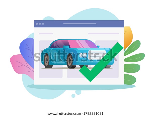 Vehicle\
online diagnostic monitoring security check website or internet car\
automobile verified valid digital safety flat illustration, concept\
of auto rent or examining text purchase\
image