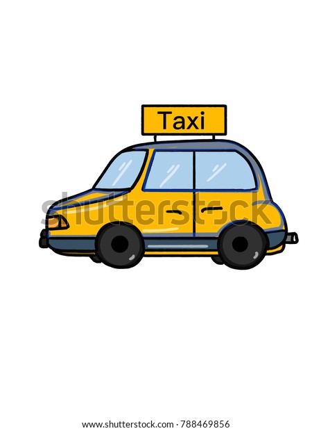 vehicle taxi \
illustration cartoon drawing\
coloring