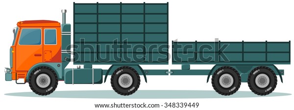 Vehicle with trailer for loads of big and\
small, \
illustration
