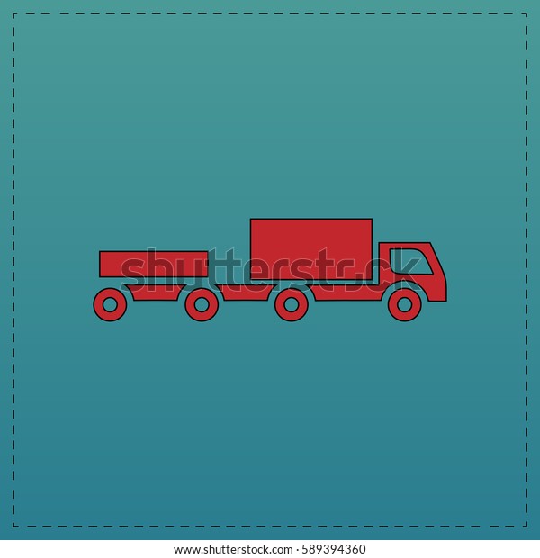 Vehicles Simple flat button. Red Illustration icon\
and black\
stroke